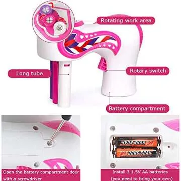 Automatic Braid Electric Braiding Machine, 3-Strand Braid Machine, Electric Hair Twister Hair Braiding Machine, Diy Braid Set Hairdressing Decoration, One-Click Start, Girl Gift, Pink And White.