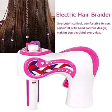 Automatic Braid Electric Braiding Machine, 3-Strand Braid Machine, Electric Hair Twister Hair Braiding Machine, Diy Braid Set Hairdressing Decoration, One-Click Start, Girl Gift, Pink And White.