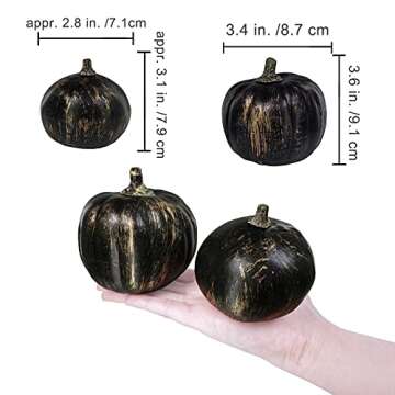 Winlyn 7 Pcs Assorted Artificial Gold Brush Black Pumpkins Rustic Decorative Halloween Pumpkins Faux Foam Pumpkins for Fall Halloween Thanksgiving Tabletop Centerpiece Mantel Kitchen Decor