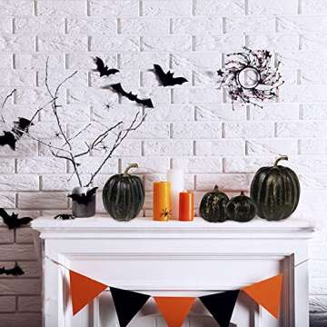 Winlyn 7 Pcs Assorted Artificial Gold Brush Black Pumpkins Rustic Decorative Halloween Pumpkins Faux Foam Pumpkins for Fall Halloween Thanksgiving Tabletop Centerpiece Mantel Kitchen Decor