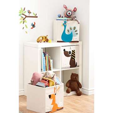 3 Sprouts Toy Storage Organizer: Toy Box Cube Organizer for Playroom, Nursery - Foldable Storage Bin - Peacock