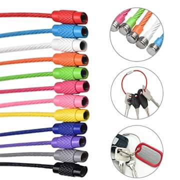 12 Pack Metal Luggage Tag Loops Holder Women 6" Wire Keychain Cable Key Chain Rings for Crafts Keyrings Bag Tassels Jewelry Making (12 Assorted Color, 1.5mm)