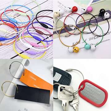 12 Pack Metal Luggage Tag Loops Holder Women 6" Wire Keychain Cable Key Chain Rings for Crafts Keyrings Bag Tassels Jewelry Making (12 Assorted Color, 1.5mm)
