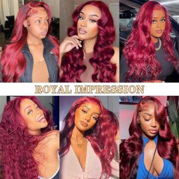 99J Burgundy Body Wave Lace Front Wigs Human Hair 200% Density 13x4 HD Transparent Lace Frontal Wigs Human Hair Pre Plucked Glueless Wine Red Colored Lace Front Wigs for Women (20 Inch)