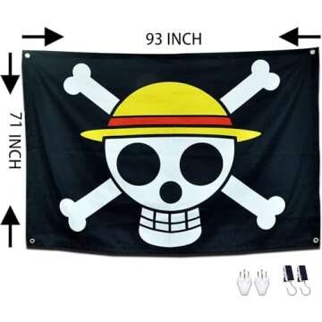 Sosolong Kingsize tapestry,93 * 71in Pirate Legion Flag，Anime character Party banner Anime Tapestry For Party or Room Wall Decortion