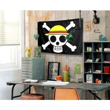 Sosolong Kingsize tapestry,93 * 71in Pirate Legion Flag，Anime character Party banner Anime Tapestry For Party or Room Wall Decortion