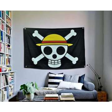 Sosolong Kingsize tapestry,93 * 71in Pirate Legion Flag，Anime character Party banner Anime Tapestry For Party or Room Wall Decortion
