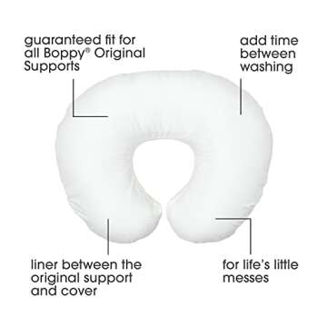 Boppy Original Nursing Pillow Liner, Bright White, Machine Washable and Wipeable, Extends Time Between Washes, Liner Only