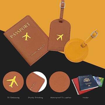 Passport Holder and Airtag - Travel Passport Cover and Vaccine Card Ticket Holder Combo for Men and Women, Documents Case