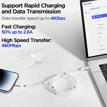 Magnetic Charging Cable,(3FT) Super Organized Charging Magnetic Absorption Nano Data Cable for Phone 14 pro max/13/12/11/XS/XS Max/XR/X/8/8 Plus/7/7 Plus/6s/6s Plus/6/6 Plus/SE/5s/5c/5/Pad/Pod-2 Pack