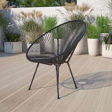 Flash Furniture Valencia Oval Comfort Series Take Ten Black Papasan Lounge Chair