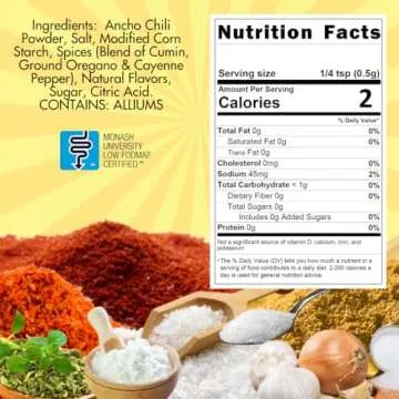 Smoke n Sanity Taco Seasoning - Monash Certified Low FODMAP Seasonings - Gluten Free Taco Seasoning - Certified Kosher - Dairy-Free Seasonings for Low FODMAP Food (7.75 oz Shaker)