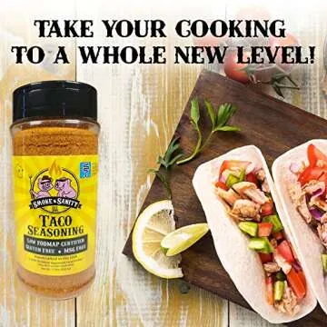 Smoke n Sanity Taco Seasoning - Monash Certified Low FODMAP Seasonings - Gluten Free Taco Seasoning - Certified Kosher - Dairy-Free Seasonings for Low FODMAP Food (7.75 oz Shaker)