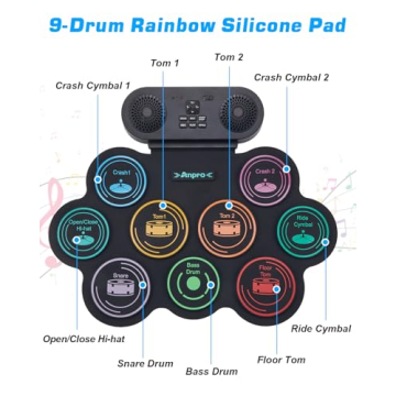 Anpro Electric Drum Kit with 9 Pads and Speakers