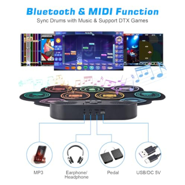 Anpro Electric Drum Kit with 9 Pads and Speakers