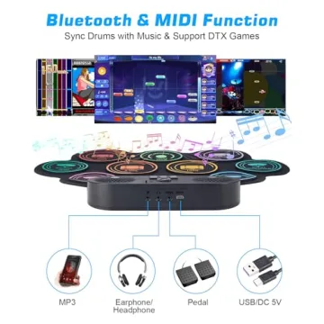 Anpro Electric Drum Kit with 9 Pads and Speakers