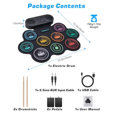 Anpro Electric Drum Kit with 9 Pads and Speakers