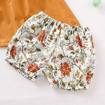 Yiner Toddler Baby Girl Summer Clothes Ruffle T-Shirt Tops+ Flower Shorts Set Casual Outfits