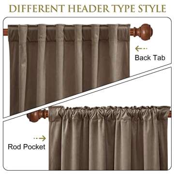 StangH Taupe Velvet Curtains 96 inches Long, Luxury Back Tab Thermal Insulated Room Darkening Window...