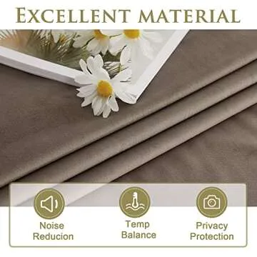 StangH Taupe Velvet Curtains 96 inches Long, Luxury Back Tab Thermal Insulated Room Darkening Window Drapes for Sliding Glass Door/Bedroom, W52 x L96, 2 Panels