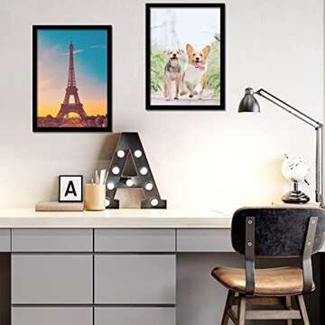 icariery 9x12 Picture Frame Set of 2, Black Photo Frames High Transparent Wall Gallery Desktop Horizontal Vertical for Canvas Collage Photo Poster Certificate 9 x 12 inches