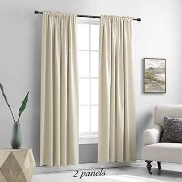 DONREN 2 Panels 84 inch Length Cream Beige Blackout Curtain Panels for Bedroom - Rod Pocket Room Dar...