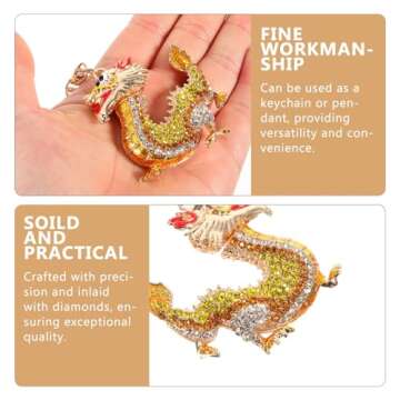 Operitacx Dragon Keychain Rhinestone Dragon Key Chain Inlaid Key Pendant Key Chain Decoration