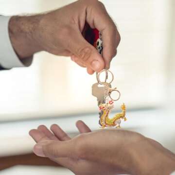 Operitacx Dragon Keychain Rhinestone Dragon Key Chain Inlaid Key Pendant Key Chain Decoration