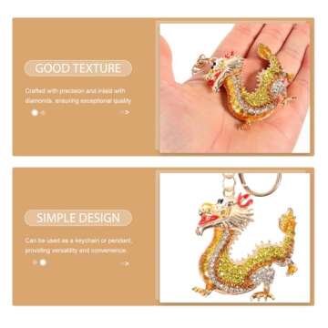 Operitacx Dragon Keychain Rhinestone Dragon Key Chain Inlaid Key Pendant Key Chain Decoration