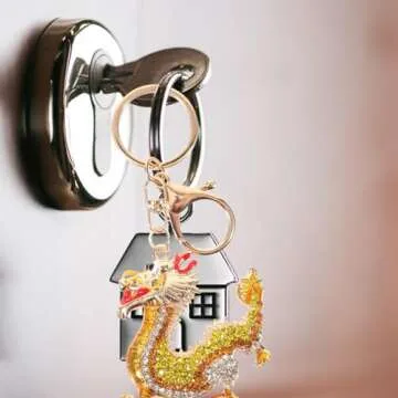 Operitacx Dragon Keychain Rhinestone Dragon Key Chain Inlaid Key Pendant Key Chain Decoration