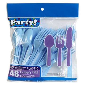 Heavy Duty Baby Blue & Light Pink Cutlery Sets for Parties