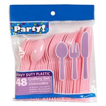 Heavy Duty Baby Blue & Light Pink Cutlery Sets for Parties