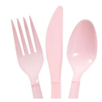 Heavy Duty Baby Blue & Light Pink Cutlery Sets for Parties