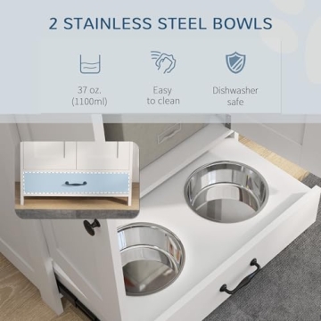 PawHut Dog Food Storage Cabinet with Hidden Bowls