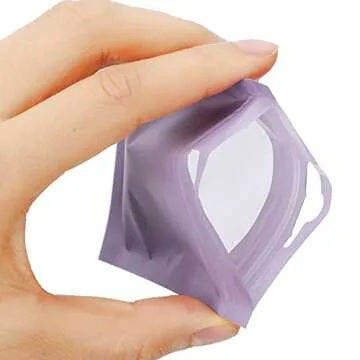 Boao 100 Pieces Resealable Foil Food Storage Bags with Clear Window Coffee Beans Candy Packaging Pouch for Food Small Business Supplies for Jewelry Self Sealed Storage Bags(3 x 4.7 Inch,Light Purple)