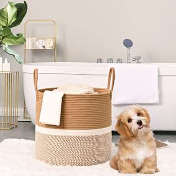 KAKAMAY Large Cotton Rope Blanket Basket for All Ages