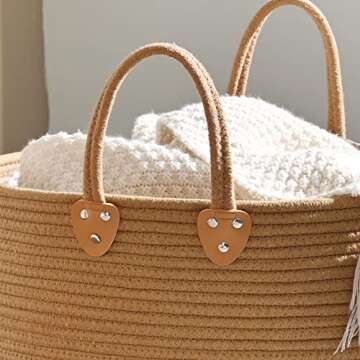 KAKAMAY Large Cotton Rope Blanket Basket for All Ages