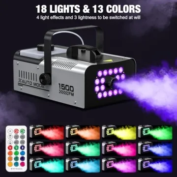 1500W Fog Machine with Lights, Remote & Auto Mode