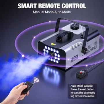 1500W Fog Machine with Lights, Remote & Auto Mode