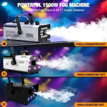 1500W Fog Machine with Lights, Remote & Auto Mode