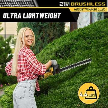 Hedge Trimmer Cordless(Battery & Charger Included), Electric Handheld Bush Shrub Trimmer, 20'' Edge Trimmer with 1/2'' Cutting Capacity & 3000RPM & BRUSHLESS, Compatible with Extension Pole, 4.4LBS