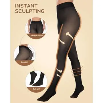 ATHVOTAR Fleece Lined Winter Tights Women - Thermal Warm Opaque Pantyhose Thick Sheer Leggings Black X-Small/Small