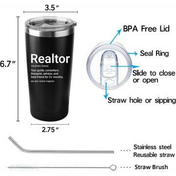 Realtor Tumbler with Lid & Straw 20 OZ Insulated
