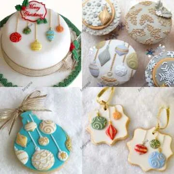 Anyana Christmas Ornament Baking Molds XMAS Silicone Fondant molds holiday Cake Decorating Tools Festival Gumpaste cupcake topper decorations hot air balloon resin Clay Chocolate Candy Molds Non stick