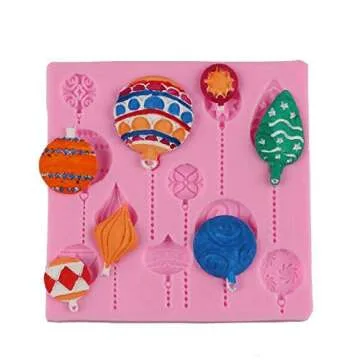 Anyana Christmas Ornament Baking Molds XMAS Silicone Fondant molds holiday Cake Decorating Tools Festival Gumpaste cupcake topper decorations hot air balloon resin Clay Chocolate Candy Molds Non stick