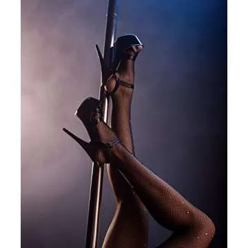 Anlaey Women's Sparkly Rhinestone Fishnet Tights Rave Fishnets Outfit Pantyhose High Waist Stockings for Halloween Party