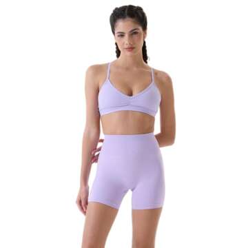 AUROLA Dream Collection Women Workout Shorts High Waist Gym Shorts, Scrunch Butt Seamless Athletic Shorts,Lilac Breeze,S