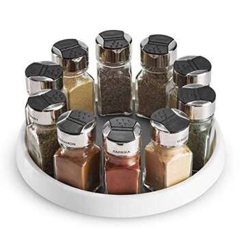 2 Pack Non Skid Lazy Susan Turntable Cabinet Organizer - 360 Degree Rotating Spice Rack - 12 Inch Spinning Pantry, Kitchen, Countertop, Vanity Display Stand White/Gray