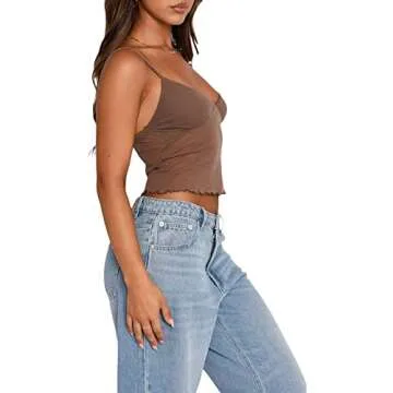 Women Y2k Crop Top Spaghetti Strap Lace Trim Mesh Cami Tank Top Sleeveless Backless Going Out Crop Tops(A,Small)