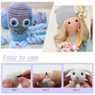 TOAOB 150pcs Safety Eyes for Amigurumis with Washers 6mm to 12mm Plastic Crochet Safety Eyes Black Craft Doll Eyes for Crocheting Stuffed Animals Bears Toys Doll Making